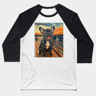 Brindle French Bulldog The Scream Painting Baseball T-Shirt